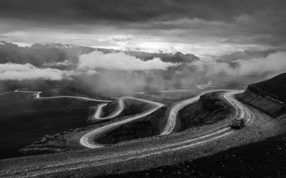 Epic Mountain Road Drive by Irene Wu — canvas wall art