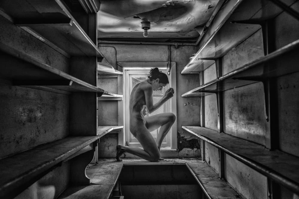 Nude Woman Empty Room by Colin Dixon — canvas wall art