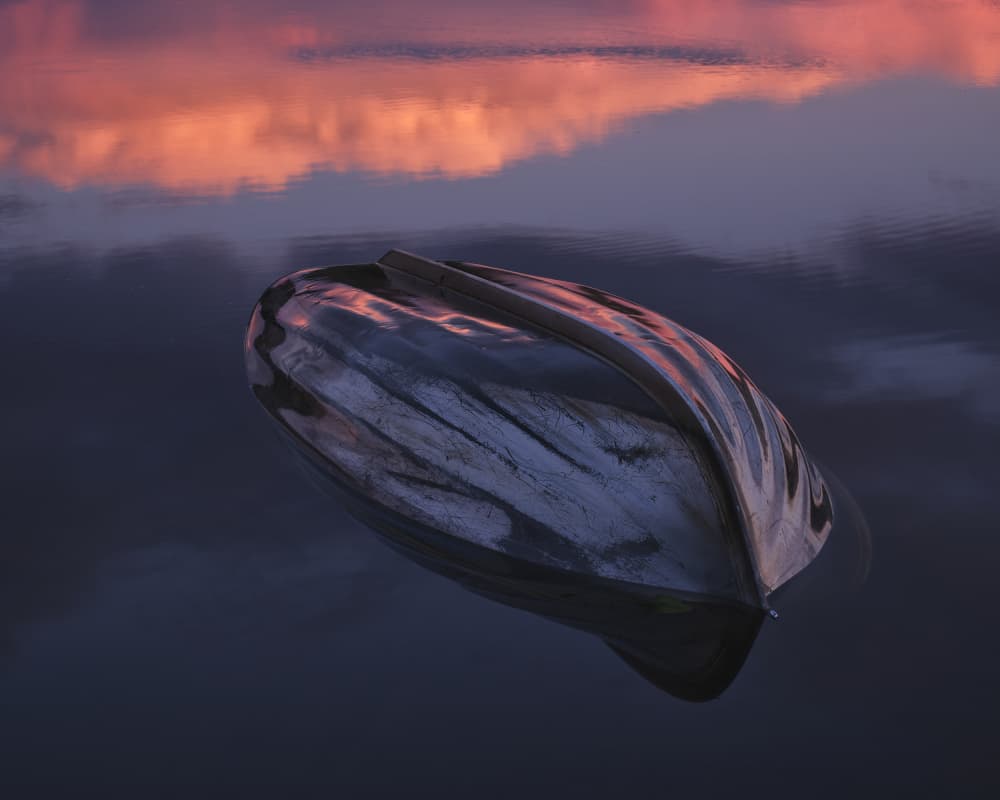 Upside Down Sunset Boat by Hamed Bank — canvas wall art