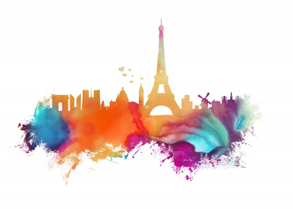 Vibrant Paris Landmarks by Justyna Jaszke — canvas wall art