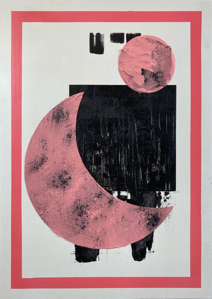 Pink Moon Black Square by David Galan — canvas wall art