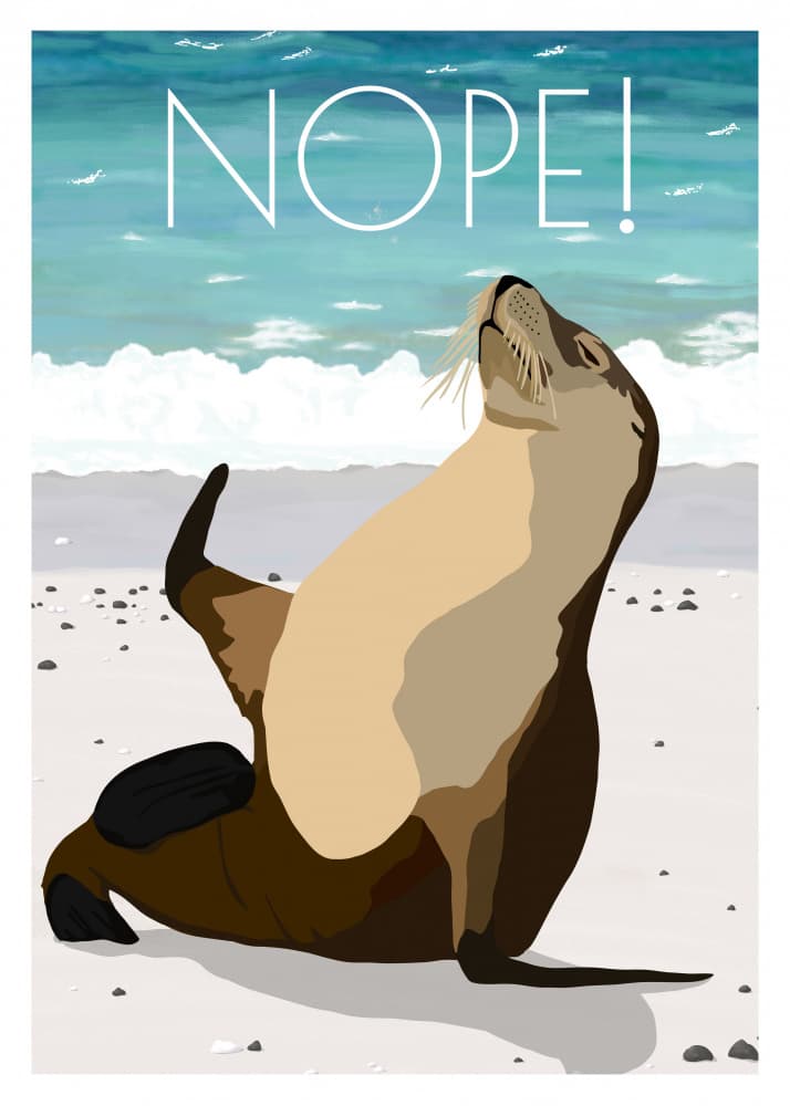Nope Beach Sea Lion by ByKammille — canvas wall art