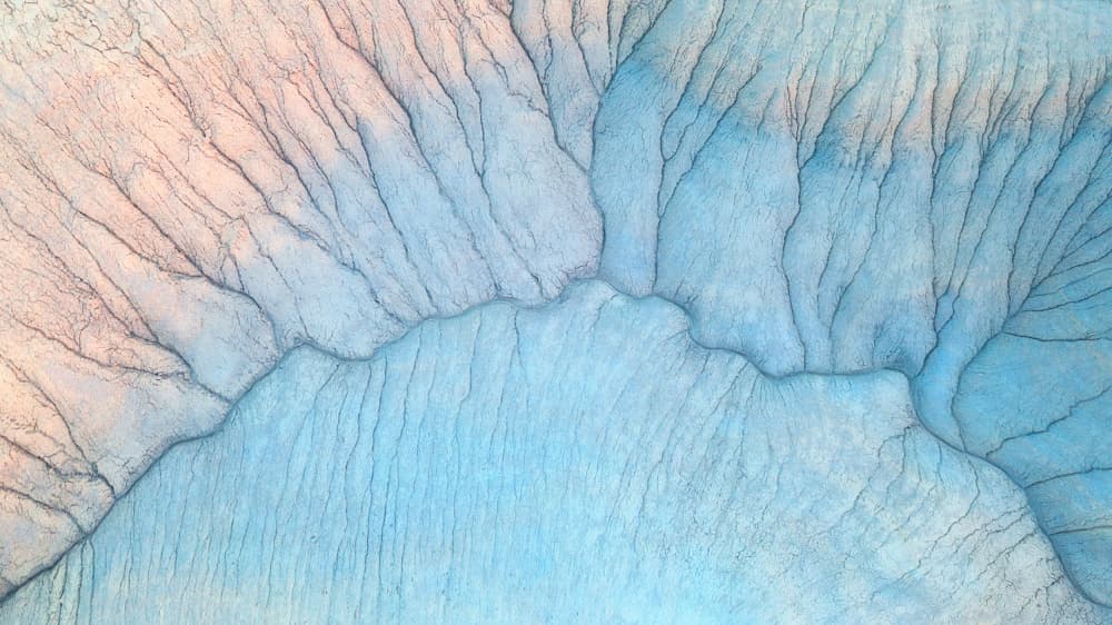 Blue Pink Aerial Landscape by Mei Xu — canvas wall art