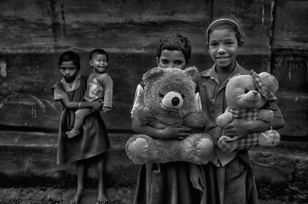 Happy Kids and Teddy Bears by Avishek Das — canvas wall art