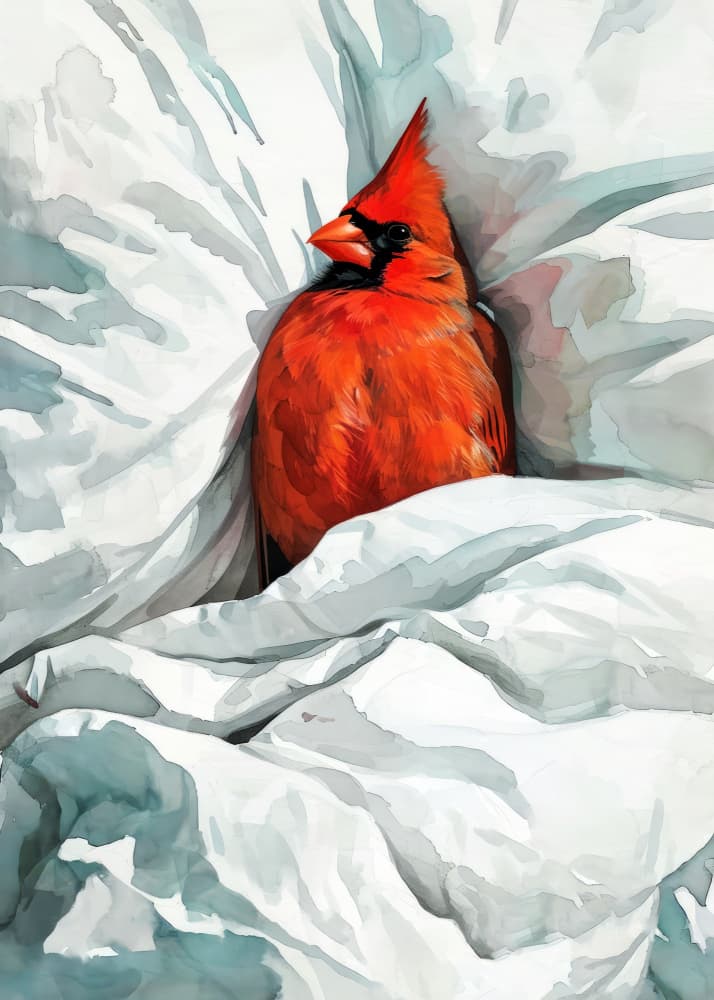 Cozy Red Cardinal by Justyna Jaszke — canvas wall art