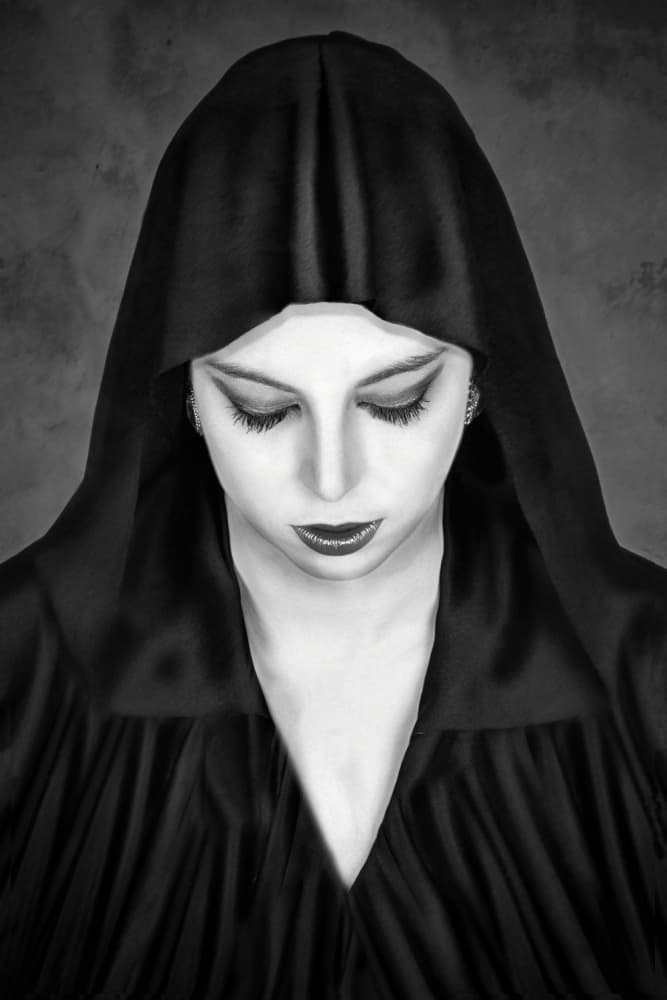 Mysterious Hooded Woman by Baden Bowen — canvas wall art
