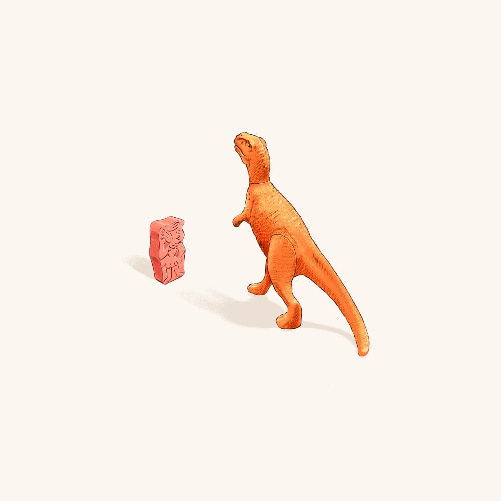 Dinosaur Meets Gummy Bear by Jason Ratliff — canvas wall art