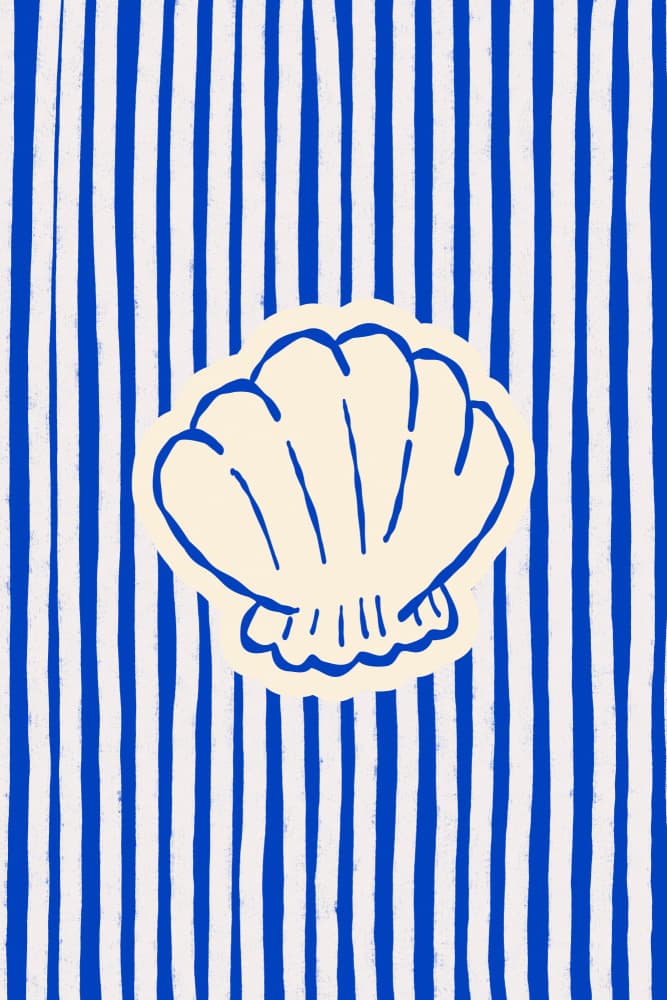 Blue Striped Seashell by Treechild — canvas wall art