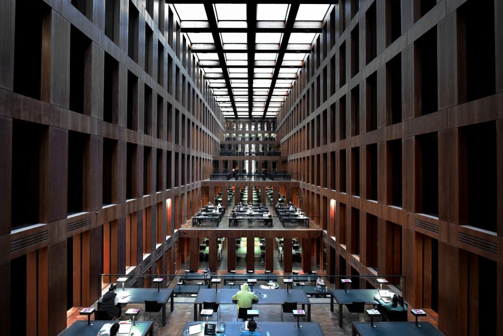 Grand Library Interior by Jorge Pimenta — canvas wall art
