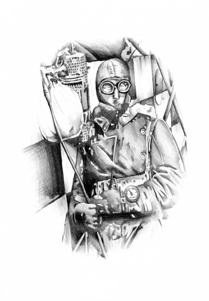 Vintage Aviator Portrait by Kulik — canvas wall art