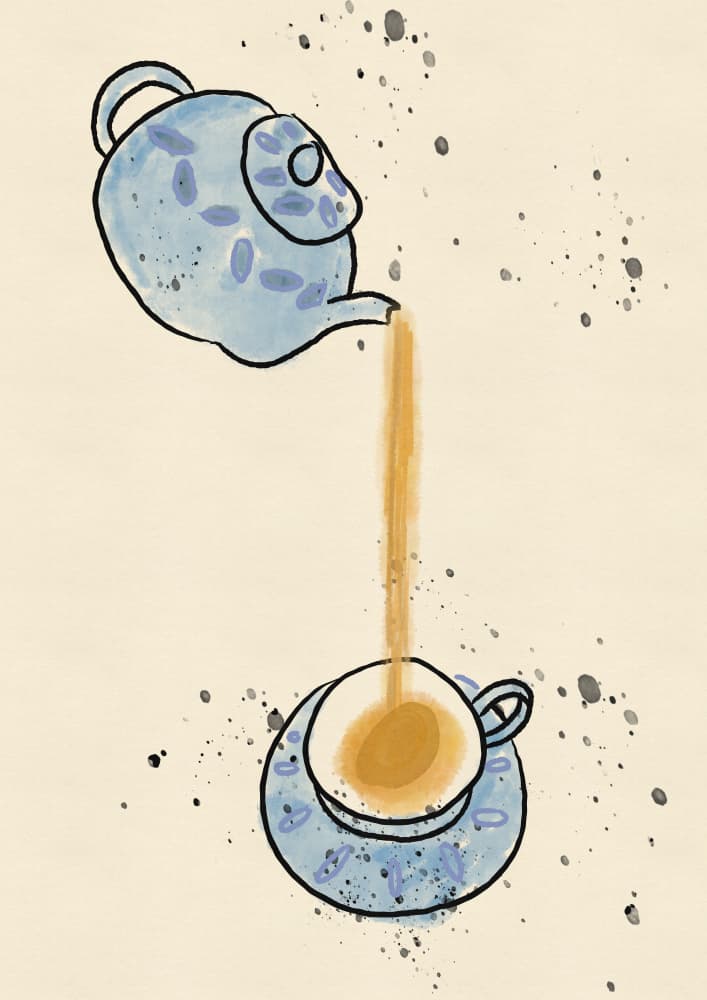 Teapot Pouring Tea by Nicholas — canvas wall art
