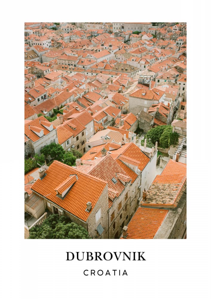 Roofs of Dubrovnik Travel Poster by Raisa Zwart — canvas wall art