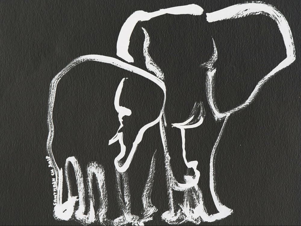 Elephant Mother and Calf by Santhosh ch — canvas wall art