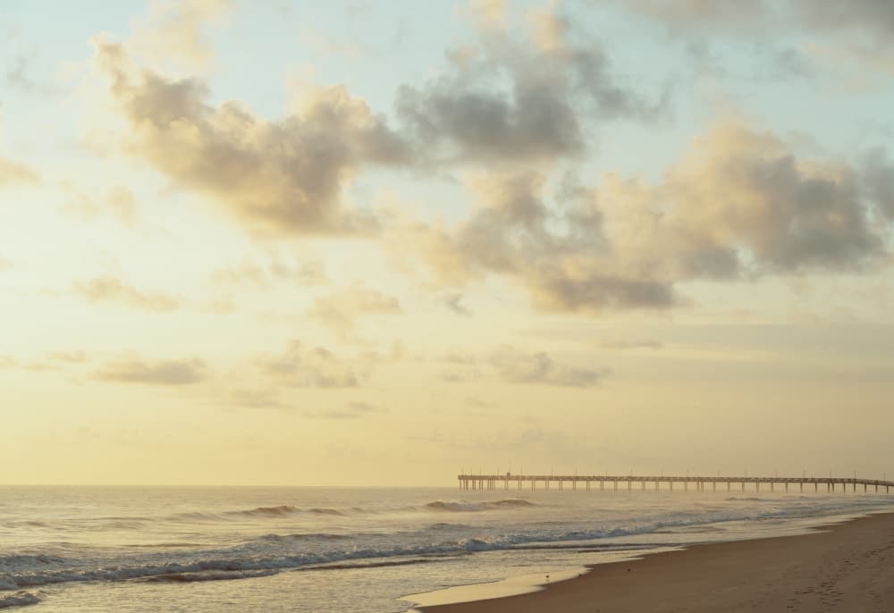 Golden Hour Pier by Courtney Crane — canvas wall art