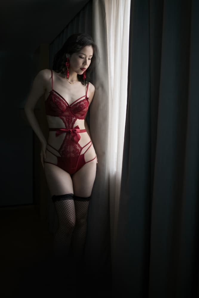 Sensual Red Lingerie by Songlin Xu — canvas wall art