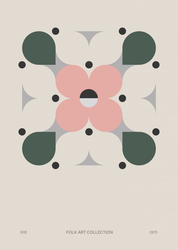 Geometric Folk Flower by Paperago — canvas wall art