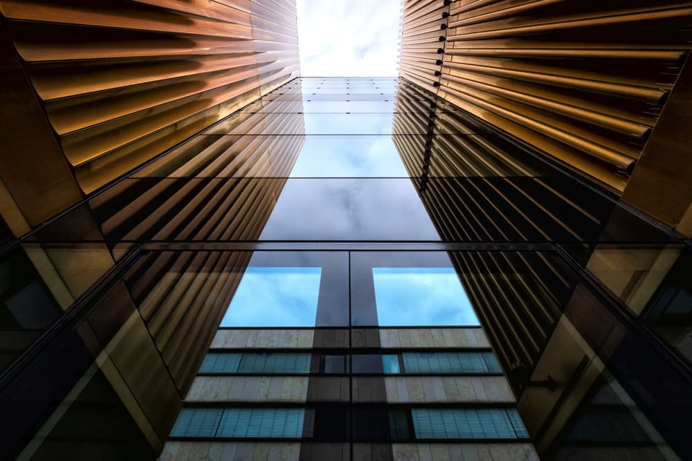 Golden Architectural Reflections by Rolf Endermann — canvas wall art