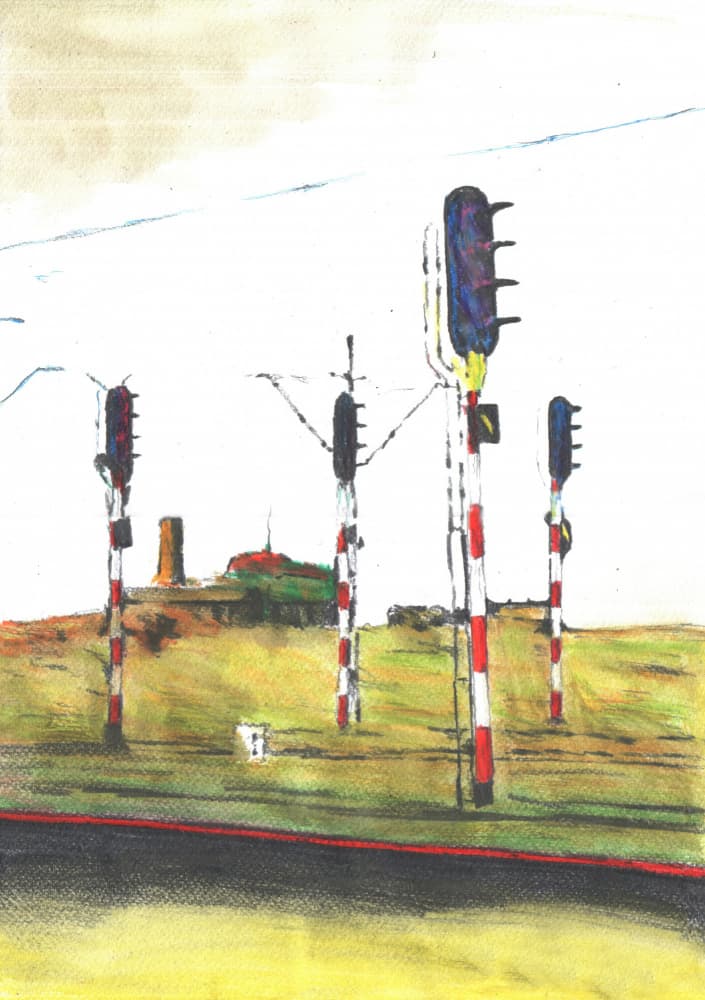 Railway Signals Field by Kulik — canvas wall art