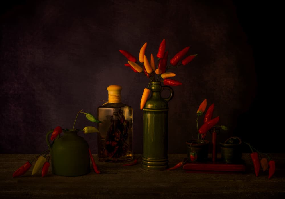 Vibrant Chili Still Life by May G — canvas wall art