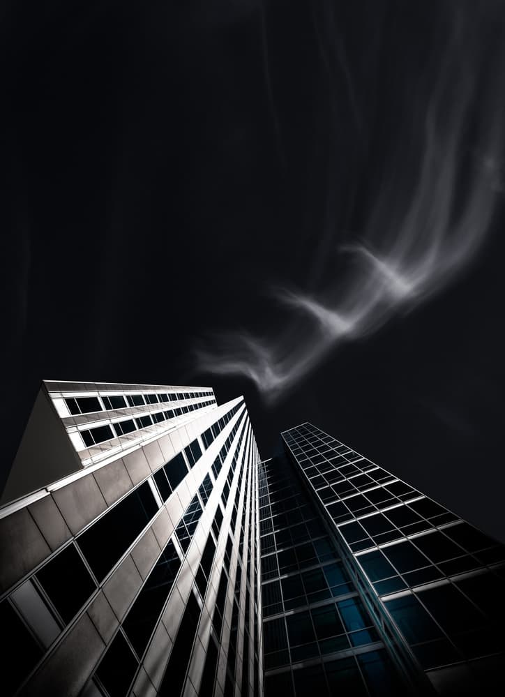 Dark Skyscraper Ascent by Harry Verschelden — canvas wall art