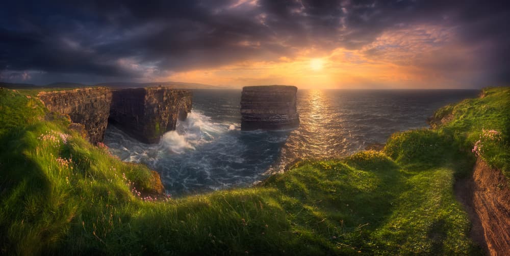 Dramatic Sea Stack Sunset by Krzysztof Browko — canvas wall art