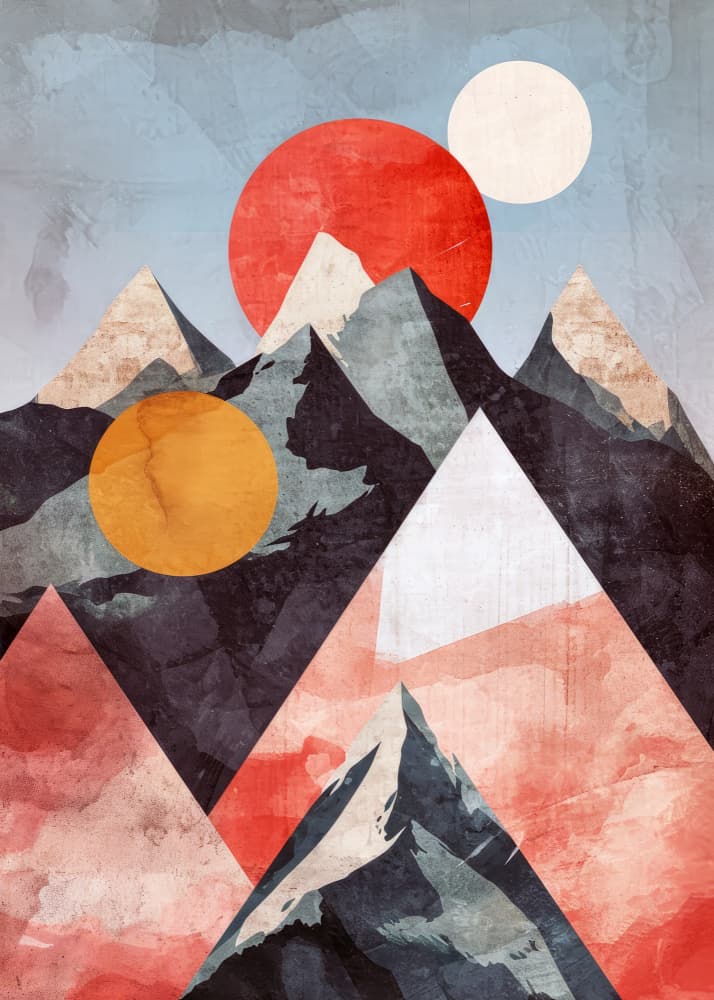 Abstract Mountain Sunset by Justyna Jaszke — canvas wall art