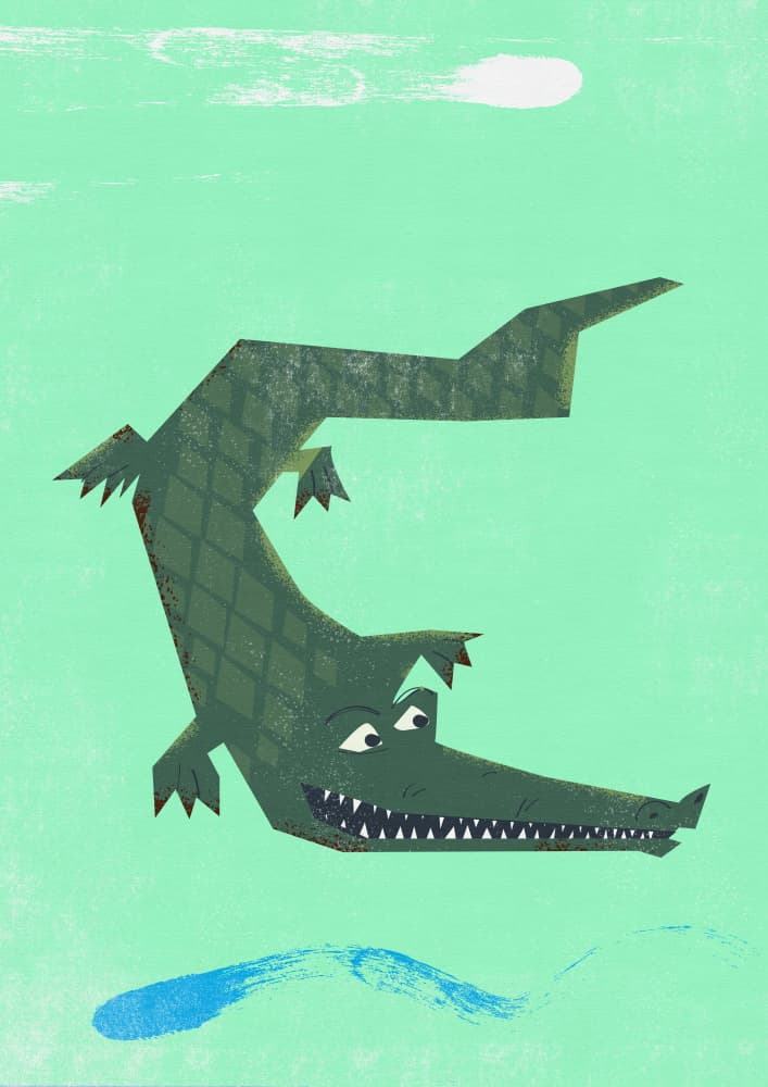 Playful Green Crocodile by Nicholas — canvas wall art