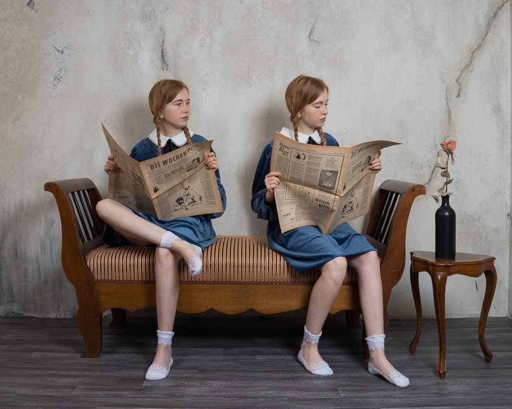 Pensive Girls Reading by Christian Kurz — canvas wall art