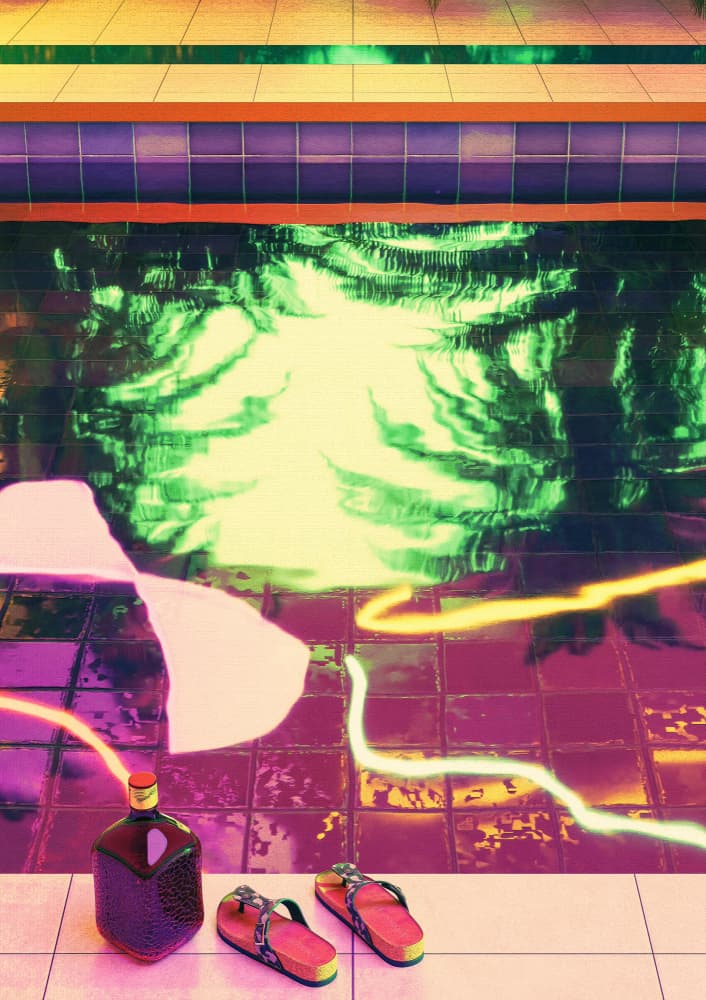 Neon Poolside Glow by CosmoZach — canvas wall art