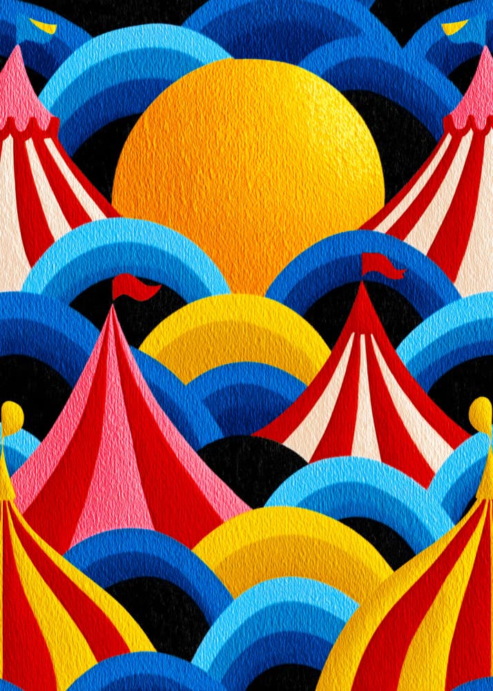 Vibrant Circus Scene by Justyna Jaszke — canvas wall art