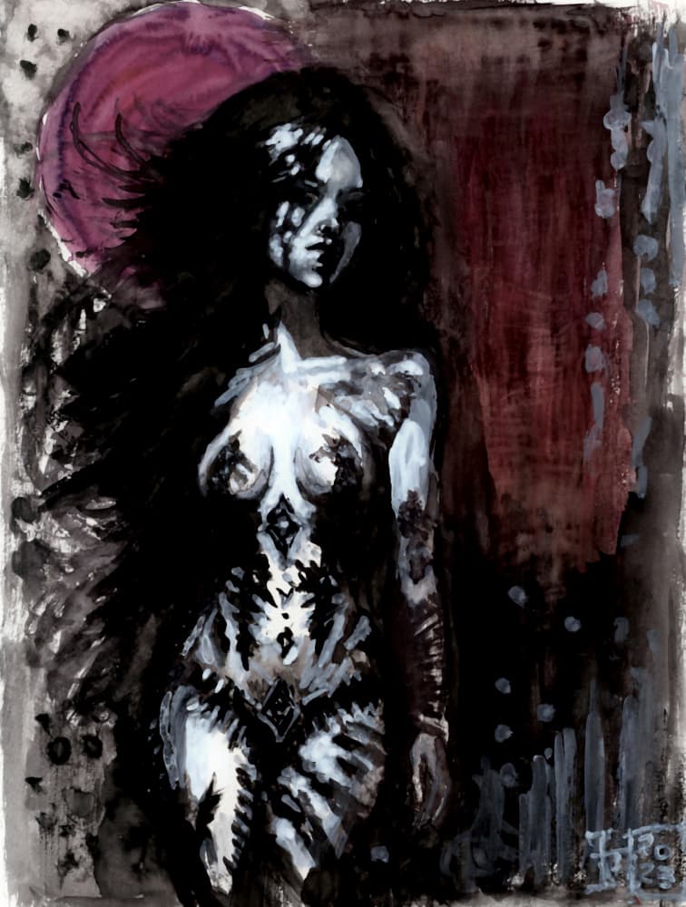 Shadow Moon Priestess by Tim Hoinkis — canvas wall art