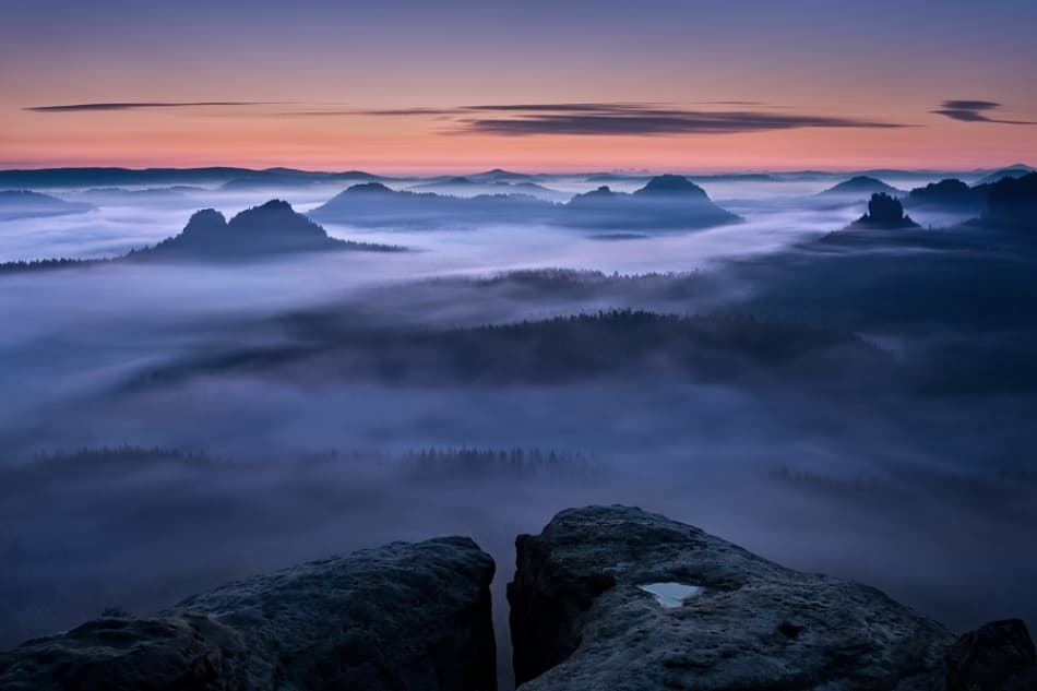 Misty Mountain Sunrise by Daniel Řeřicha — canvas wall art