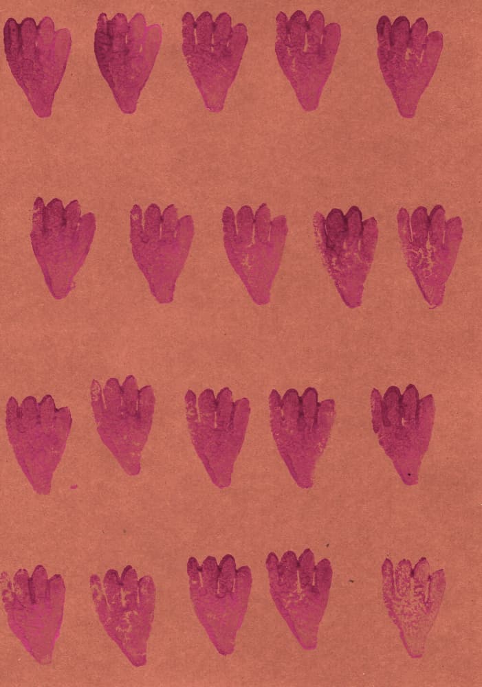 Playful Magenta Handprints by Santhosh ch — canvas wall art