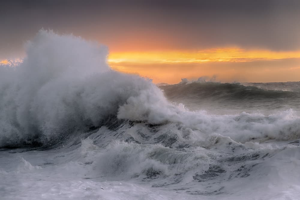 Crashing Ocean Sunset by Paolo Bolla — canvas wall art