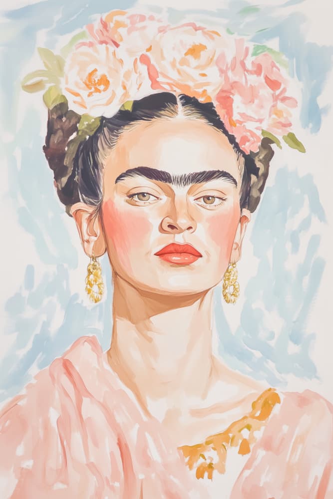 Woman with Flower Crown by Melloi Art Prints — canvas wall art
