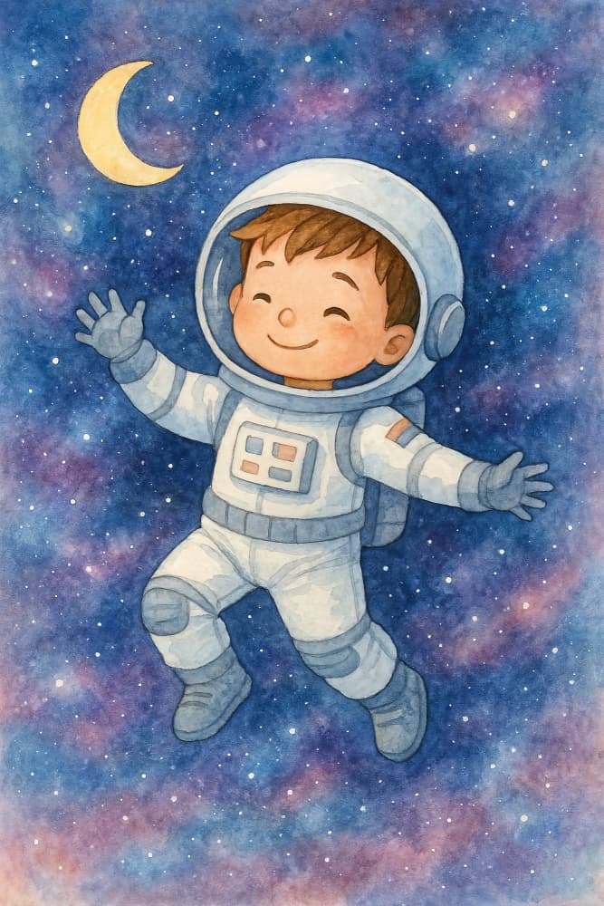 Smiling Astronaut Boy by Natalie Bruns — canvas wall art