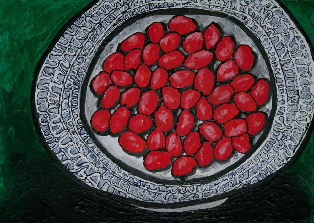 Vibrant Red Beans Plate by Dale Hefer — canvas wall art