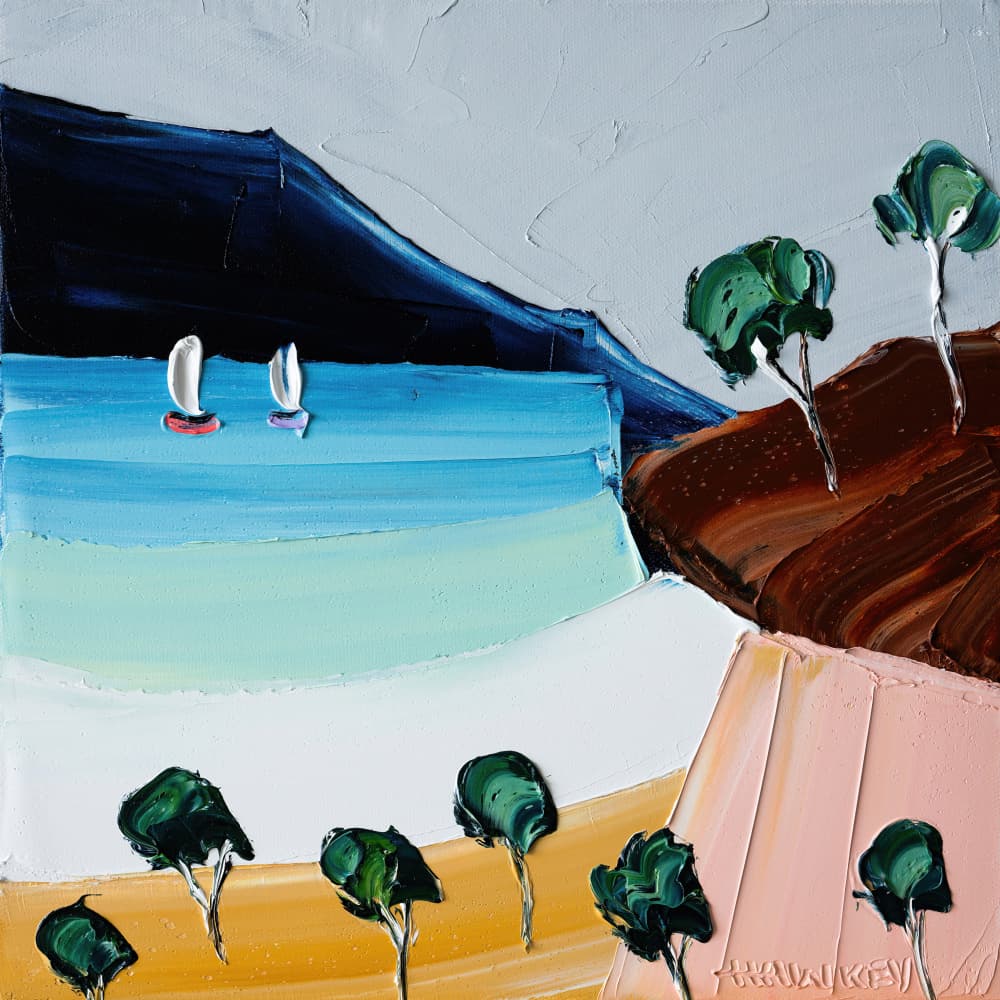 Vibrant Coastal Sailboats by Angela Hawkey — canvas wall art