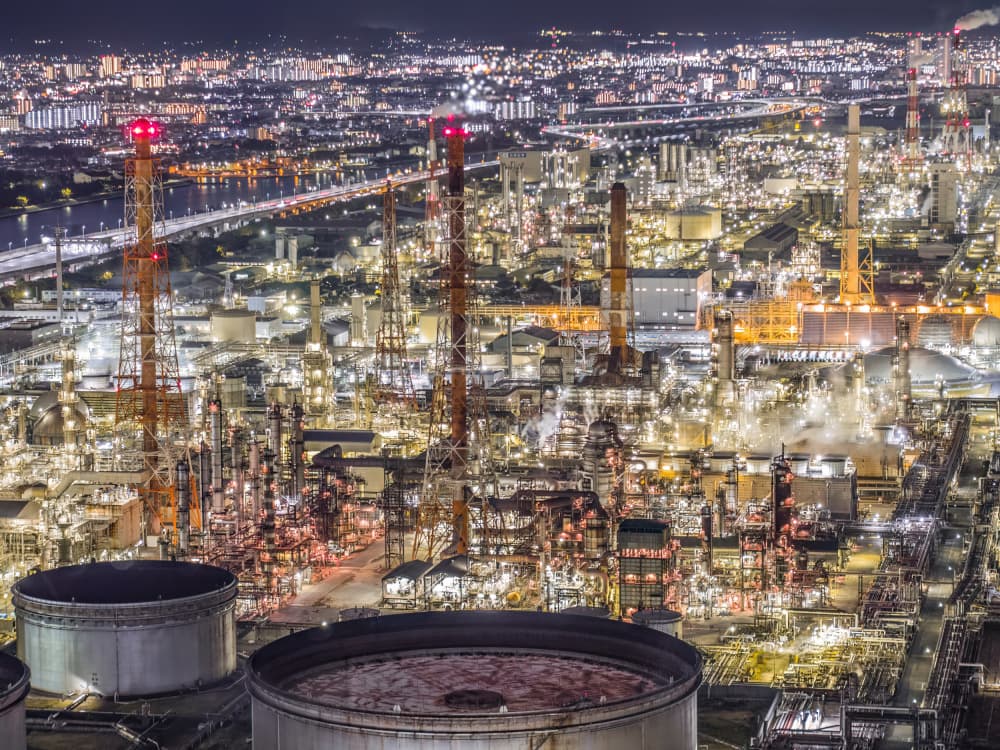 Illuminated Industrial City by Kobayashi Tetsurou — canvas wall art