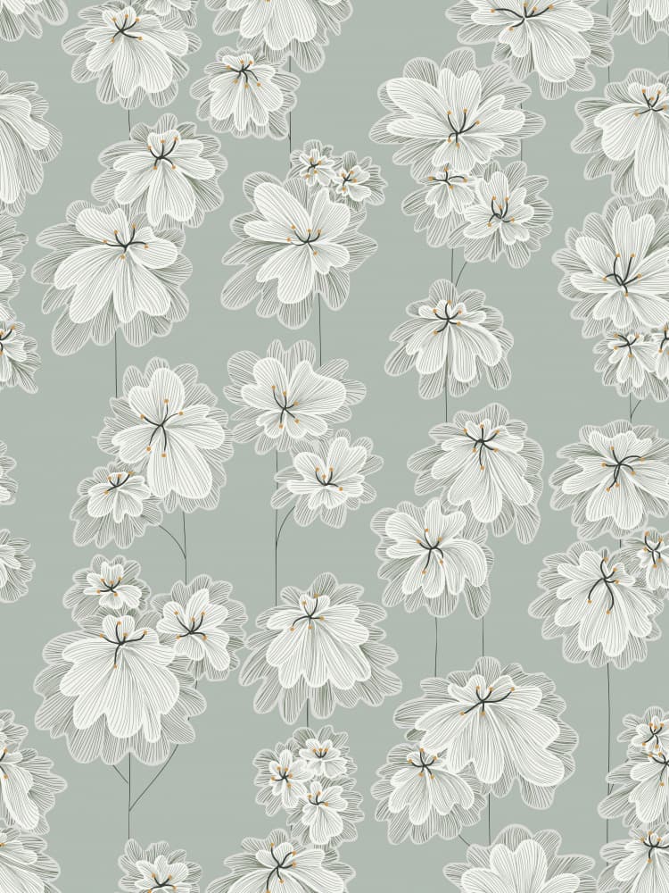 White Floral Pattern by Annick — canvas wall art