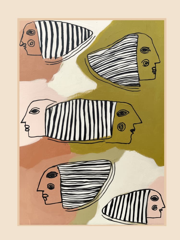 Earthy Abstract Faces by City Art — canvas wall art