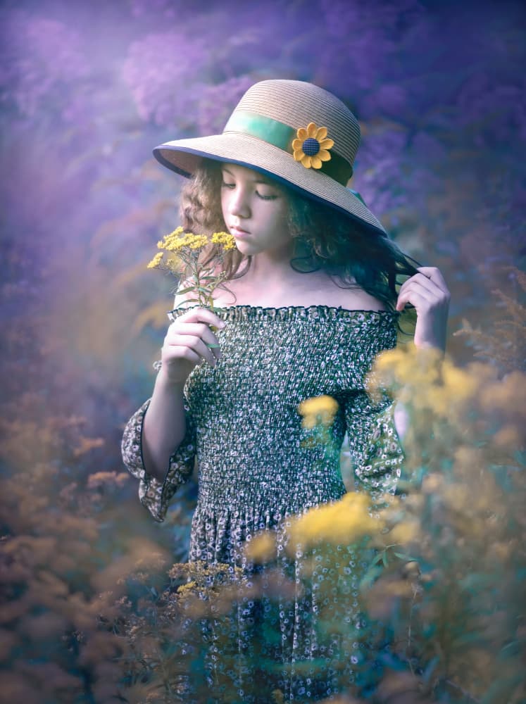 Dreamy Girl in Meadow by Catherine Wang — canvas wall art