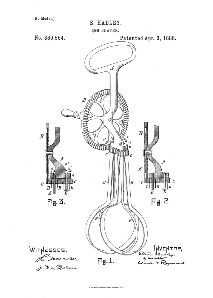 Vintage Egg Beater Patent by Andreas Magnusson — canvas wall art