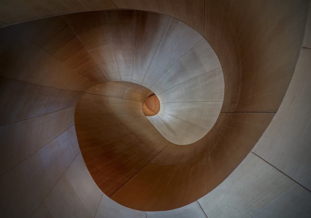 Wooden Spiral Staircase by Linda Lu — canvas wall art