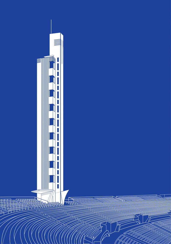 Modern Tower Blueprint by zaglono — canvas wall art