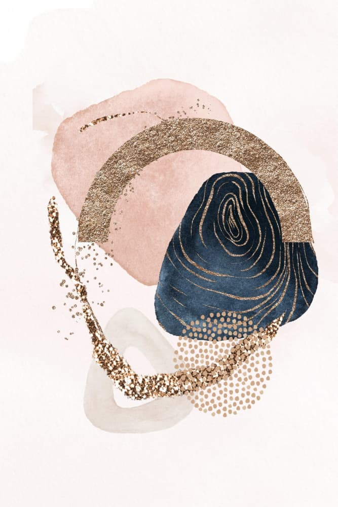 Elegant Abstract Gold Shapes by Sally Ann Moss — canvas wall art