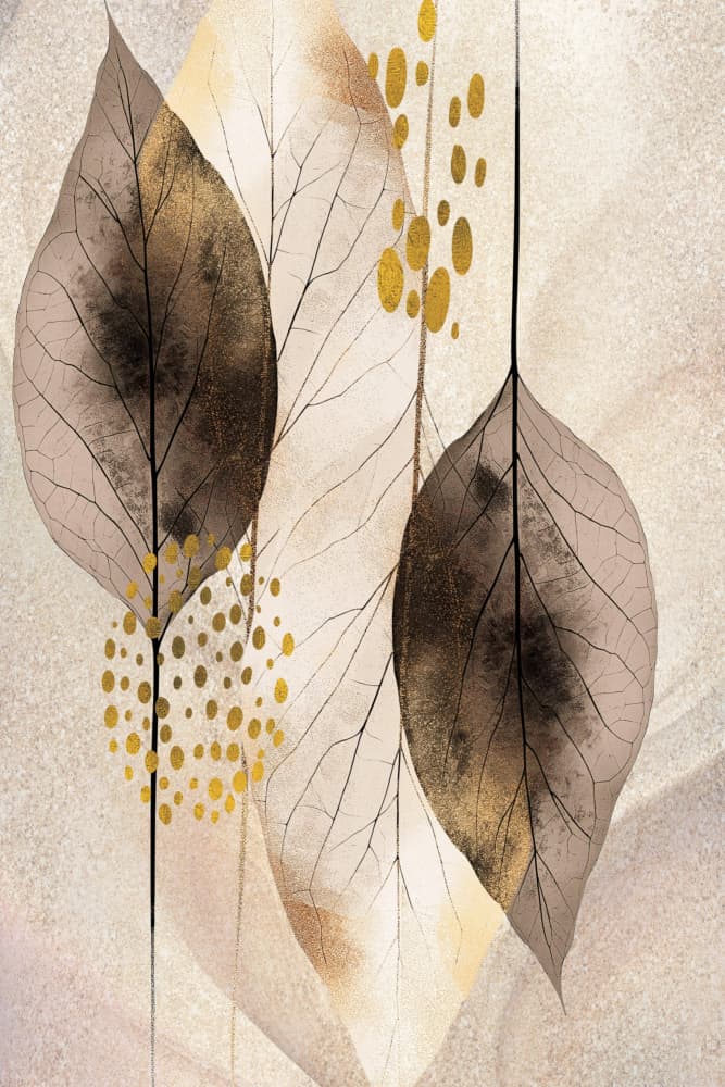 Floating Gold Leaves by Sally Ann Moss — canvas wall art