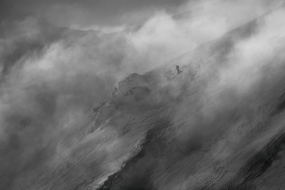 Misty Mountain Skier by Peter Svoboda MQEP — canvas wall art