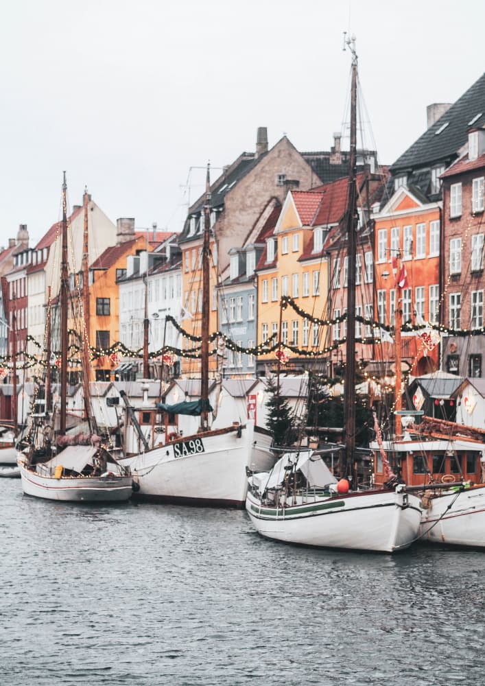 Colorful Nyhavn Christmas by Talitha McQueen — canvas wall art
