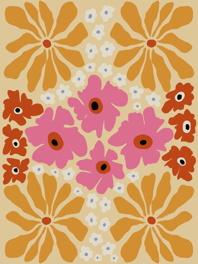 Colorful Floral Blooms by Miho Art Studio — canvas wall art